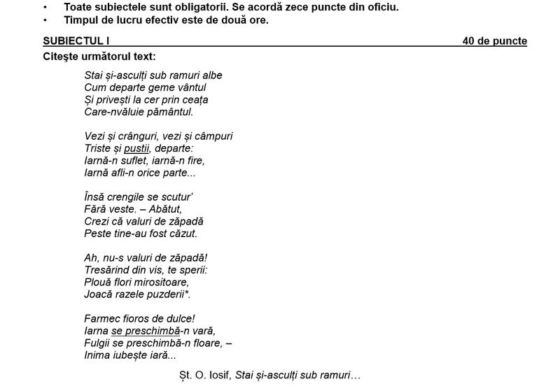 Subiecte MEN, Foto: edu.ro