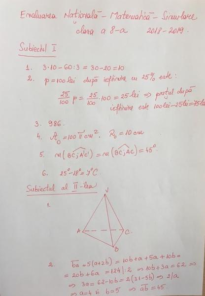 Rezolvare Clasa VIIIa 1, Foto: Hotnews
