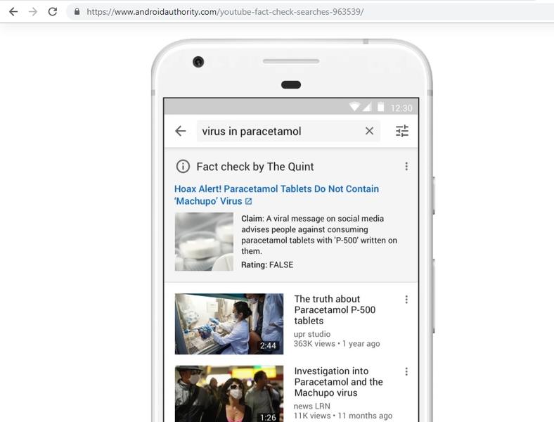 Functie YouTube anti fake news, Foto: AndroidAuthority.com