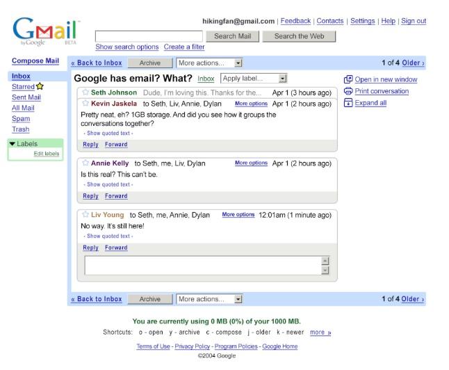 Gmail in 2004, Foto: Google Blog