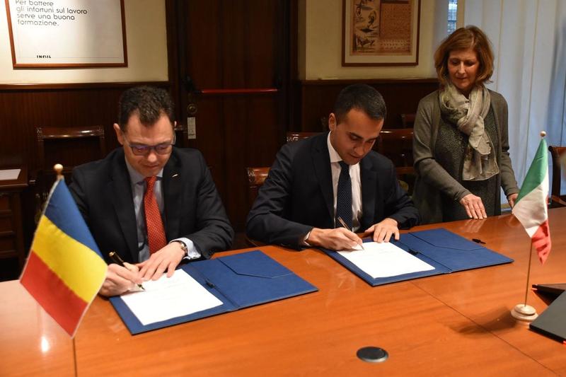 Memorandum de colaborare Di Maio - Oprea, Foto: Ambasada României în Italia