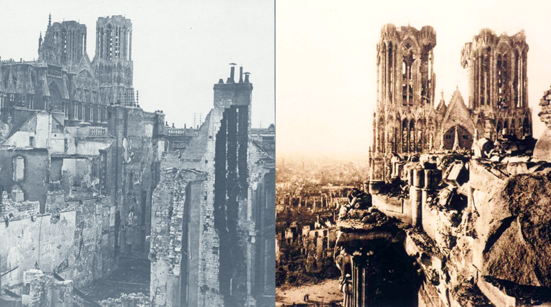 Catedrala Din Reims, dupa bombardamentele din 1914, Foto: reims.fr