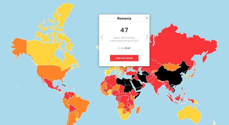 Romania pe harta libertatii presei, Foto: Reporteri fara Frontiere