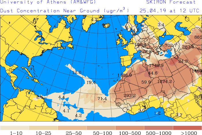 Norul de praf saharian va afecta si Romania, Foto: forecast.uoa.gr