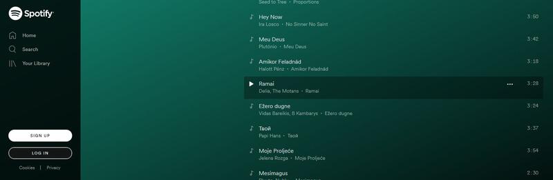 Un fragment din playlist-ul Spoptify, Foto: Spotify