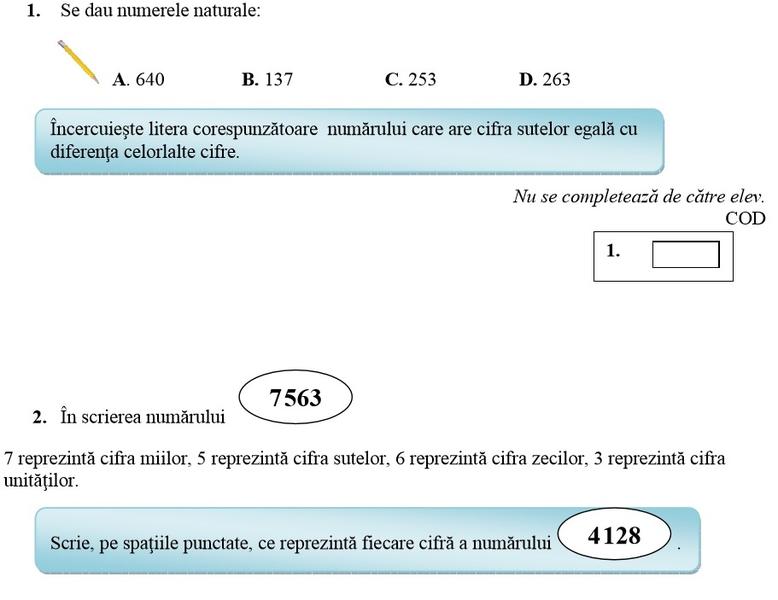 subiecte matematica clasa a IV-a, Foto: Hotnews