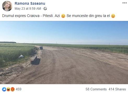 Postarea Ramonei Saseanu, Foto: Captura Facebook