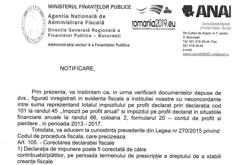 Notificare ANAF, Foto: Hotnews