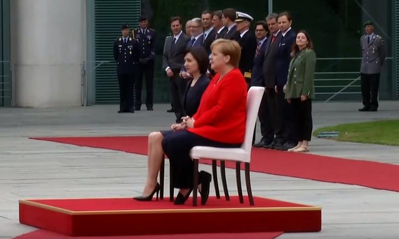 Angela Merkel si Maia Sandu, Foto: Captura YouTube