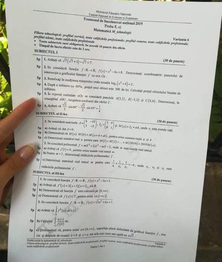 Subiecte matematica bac 2019 tehnologic, Foto: Hotnews