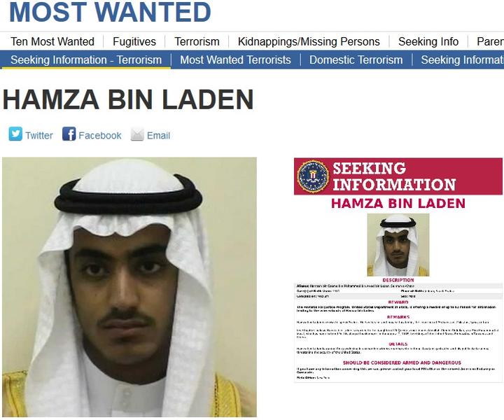 Hamza bin Laden, Foto: FBI.gov
