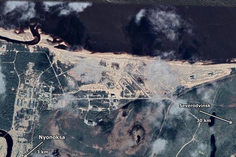 Zona de test din apropiere de Nyonoksa, Foto: Google Maps