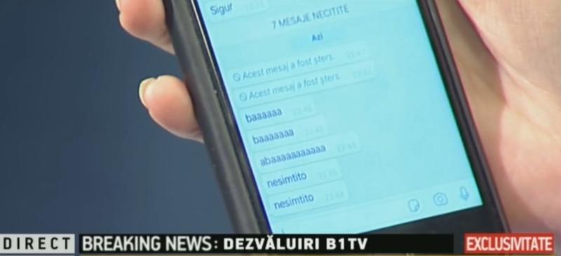 Mesajele primite pe telefon de Sorina Matei, Foto: Captura B1TV