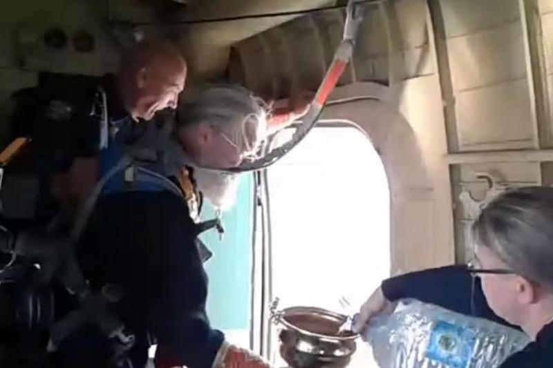 Sfintire din avion în Tver, Foto: Captura YouTube