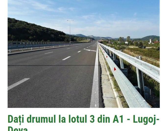 Petitie pentru deschiderea lotului 3 din autostrada Lugoj - Deva, Foto: Captura de ecran