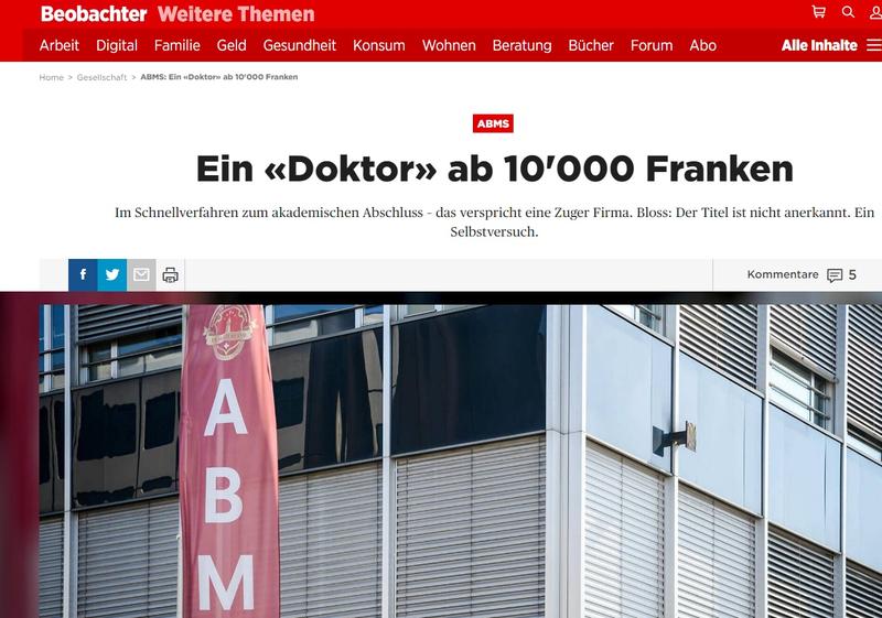 Articol ABMS, Foto: beobachter.ch