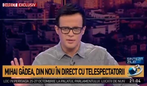 Mihai Gadea in direct cu telespectatorii, Foto: Captura video