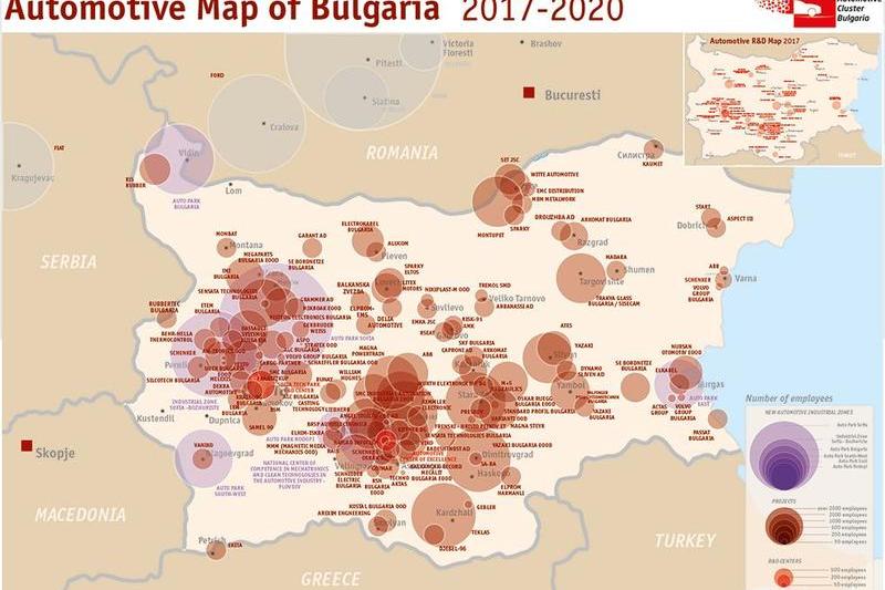 Harta industriei auto din Bulgaria si proiectele ei, Foto: Automotive Cluster Bulgaria