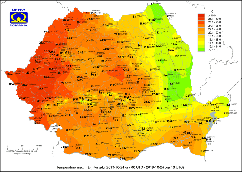 Maximele pe 24 ocotmbrie, Foto: Hotnews