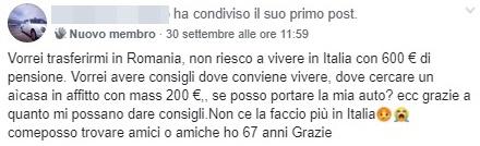 Mesajul pensionarului italian, Foto: Captura Facebook