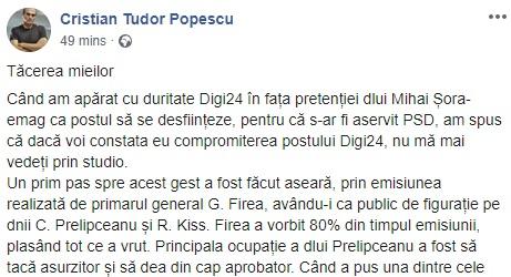 CTP despre interviul Prelipceanu-Firea, Foto: Captura Facebook