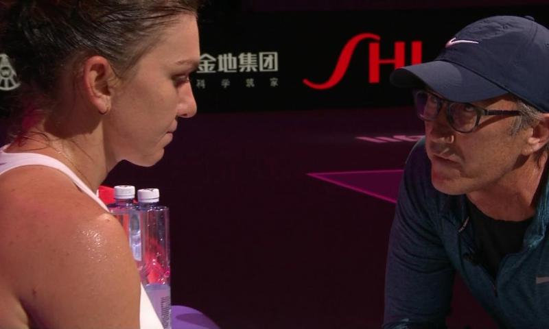 Simona Halep si Darren Cahill, Foto: Captura Digi sport