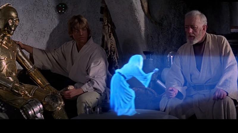 holograma printesei Leia, Foto: Captura YouTube