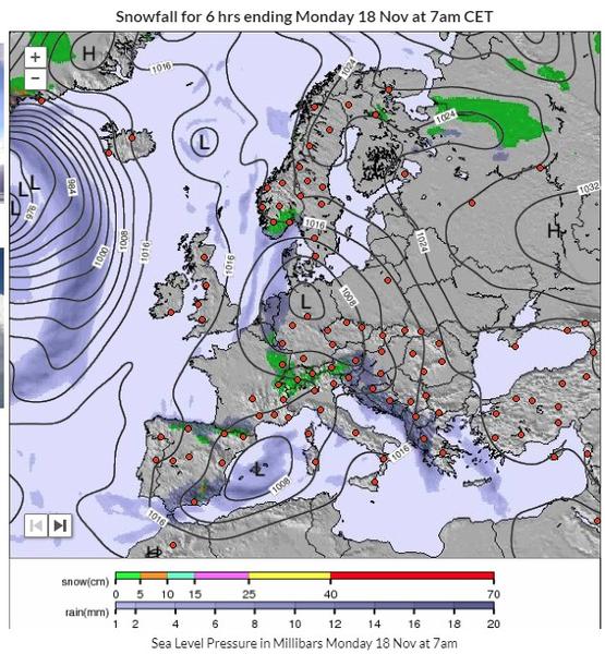 zapada Europa, Foto: zapada snow forecast