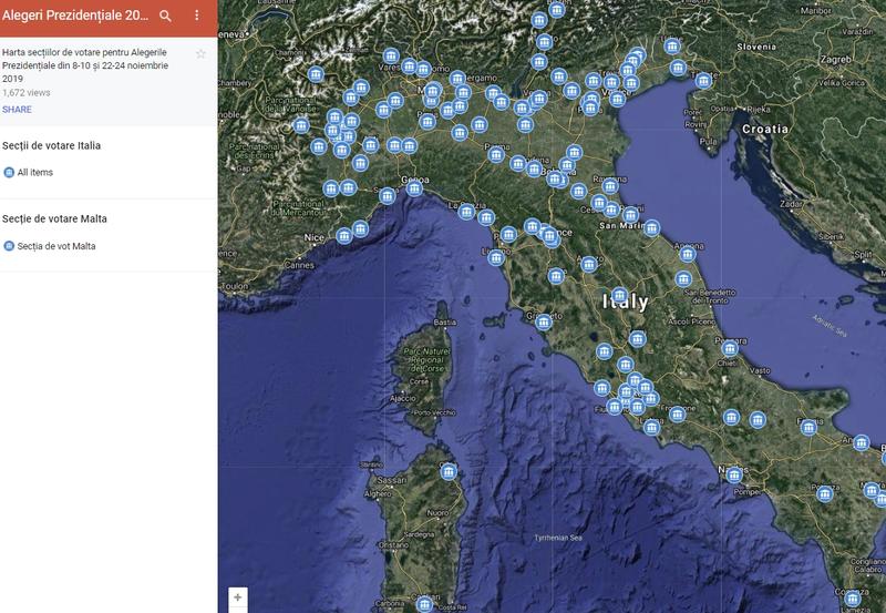 Sectiile de votare din Italia, Foto: Google Maps