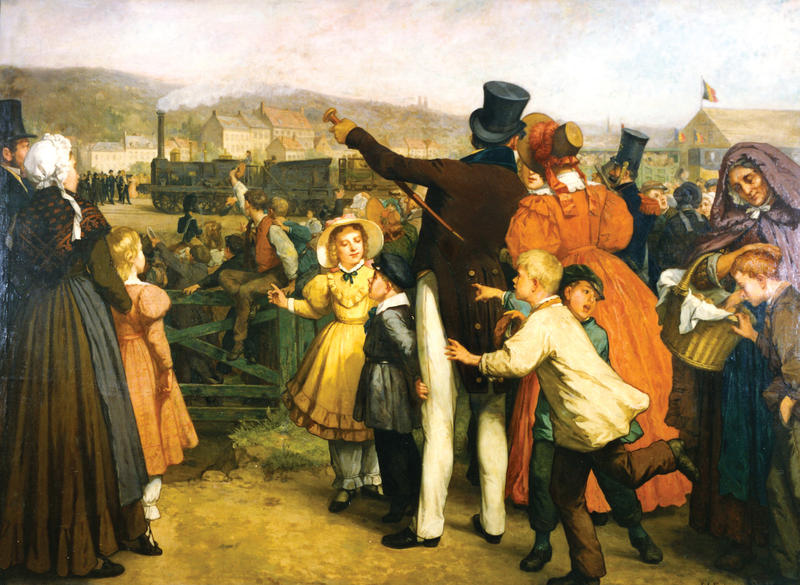 Pictura cu deschiderea liniei Bruxelles Mechelen in 1835 (Jan Antoon Neuhuys), Foto: trainworld.be