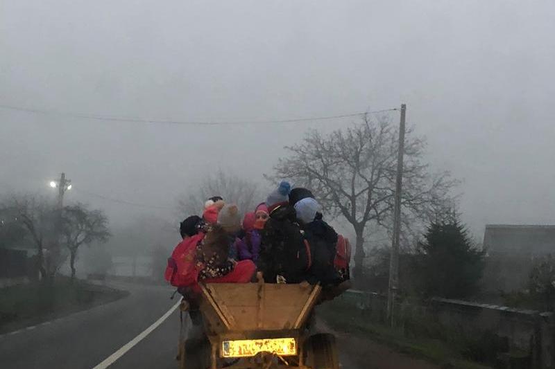 copii transportati cu caruta la scoala, Foto: Florina Fabian Facebook