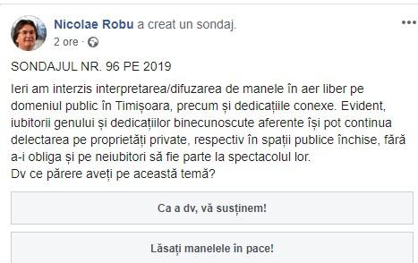 sondaj de opinie manele, Foto: captura facebook