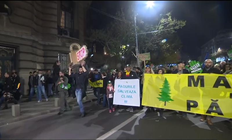 Mars de protest fata de taierile ilegale de paduri, Foto: Captura Digi 24