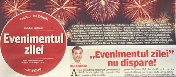 Evenimentul Zilei - ultimul numar, Foto: Hotnews