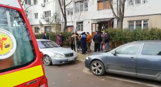 bloc evacuat Galati, Foto: Captura video