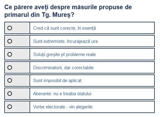 Sondaj - propunerile primarului din Tg. Mures, Foto: Hotnews