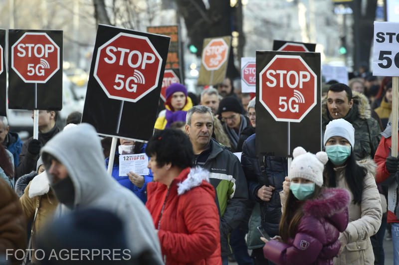 Protest Coalitia Stop 5G, la Bucuresti, Foto: Agerpres