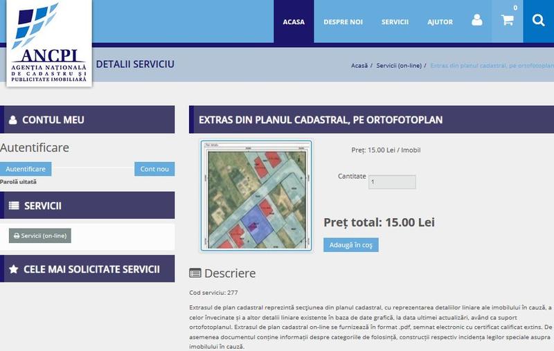 Extrasul de plan cadastral furnizat online, Foto: ANCPI