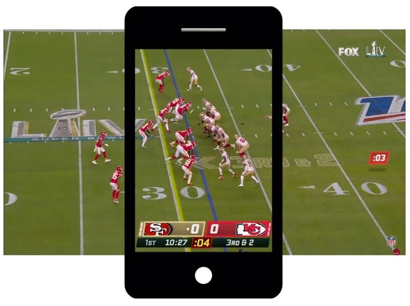 Grafica Super Bowl, Foto: Captură YouTube - NFL (Edited: phone icon over image)