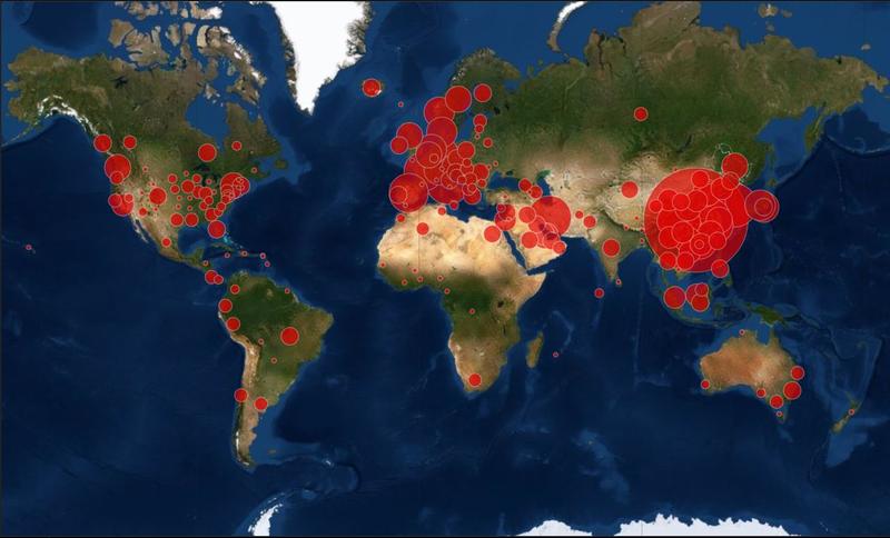 Harta coronavirus, Foto: ArcGIS