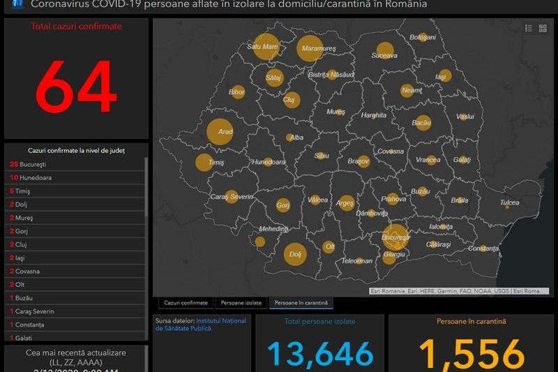 Coronavirus in Romania - Harta - situatia pe judete - Vineri 13 martie, Foto: INSP