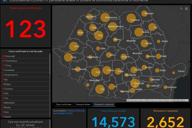 Coronavirus in Romania - Harta - situatia pe judete - Sambata,14 martie, Foto: INSP