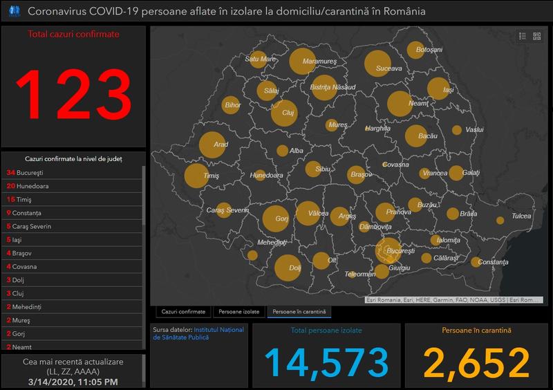 Coronavirus in Romania - Harta - situatia pe judete - Sambata,14 martie, Foto: INSP