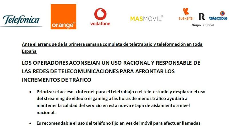 Comunicat al operatorilor telecom din Spania, Foto: Masmovil