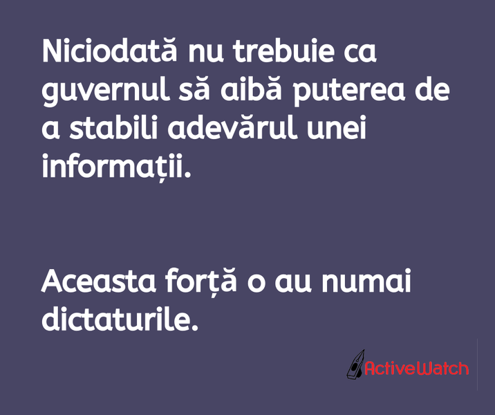 Mesaj ActiveWatch, Foto: Facebook/ ActiveWatch