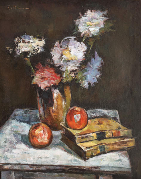 Natură statică cu mere, cărți și vas cu crizanteme - Gheorghe Petrașcu, Foto: Artmark