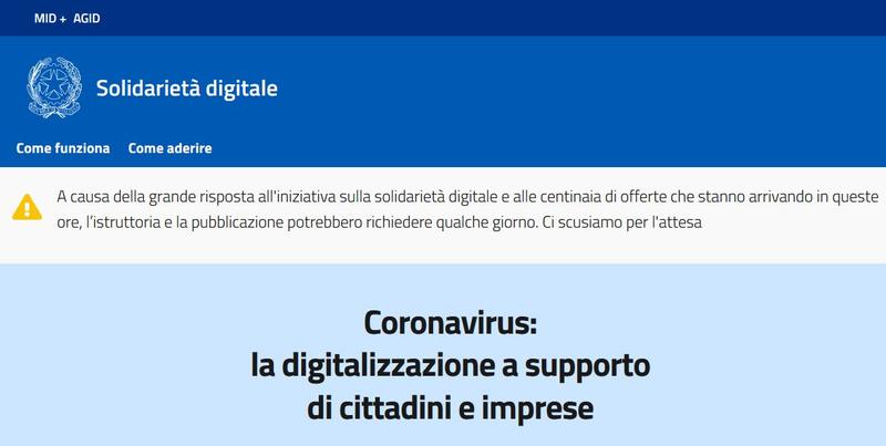 Pagina de solidaritate digitala, Foto: Solidarietadigitale.agid.gov.it