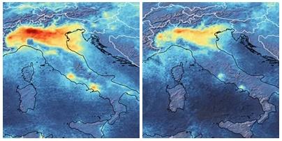 Poluare in scadere in Italia, Foto: ESA/Copernicus