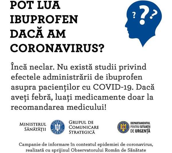 Ibuprofen si coronavirus, Foto: Ministerul Sanatatii