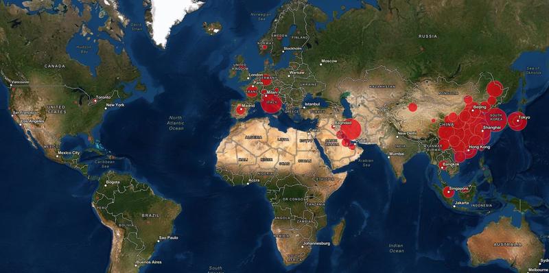 Harta coronavirusului, Foto: ArcGIS